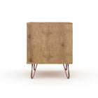 Manhattan Comfort Rockefeller 20.08" Mid-Century Modern 2-Drawer Nightstand - Nature/Rose Pink-Home Assembly Required. All Hardware Included