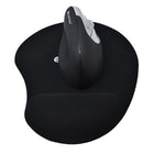 IntekView Rounded Gel Wrist Mouse Pad - 160 g - Black-PU non-slip base with silicone gel wrist rest and polyester fabric.