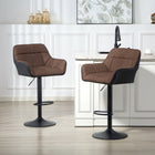 HOMCOM Adjustable Swivel Tufted Fabric Bar Stools - Brown - 2 Pack-Suitable for placing in bars, kitchens, and high dining rooms
