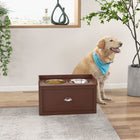 PawHut Large Elevated Dog Bowl Stand with Bowl and Storage - Brown-Built-in drawer in the elevated dog bowls stand keeps treats and leashes organized and within reach 
