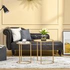 HOMCOMNesting Coffee Tables with Metal Base - Gold - Set of 2-Set of 2 tables can be used separately as a side table or used together as a coffee table 