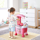 Qaba Kids Kitchen Playset with Light & Sound Function Toy Accessories - Pink - 38 Pieces-After installing the battery, the stovetop will emit light and sound by regulating the gas burner switch 