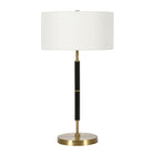 Hudson&Canal Simone 25" Tall 2-Light Table Lamp with Fabric Shade - Black/Brass/White-Industrial design for your living room, workspace, or bed side table