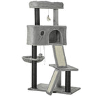 PawHut 47" Activity Center Cat Tower with Ramp, Condo and Hammock - Light Grey-Sisal rope posts address your cats' need to claw and dig 
