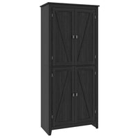 HOMCOM 72" H Freestanding Kitchen Pantry and Buffet Cabinet - Black-Barn style doors bring farmhouse charm to your kitchen 