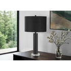 Monarch Specialties 28" H Contemporary Table Lamp - Black Metal / Black Shade-The easy 3-way rotary switch holds a single bulb (not included) with a maximum outage of 100W/120V allowing you to adjust the lighting ambiance to instantly brighten or dim the room
