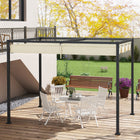 Outsunny Patio Pergola with Retractable Canopy - 10' x 7' - Cream White-Easy retractable sliding canopy well controls the block area by pulling the strip 