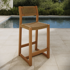 Modway Reed 40" Outdoor Outdoor Teak Wood Counter Stool - Natural-Square Frame