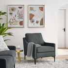 Modway Corland Upholstered Fabric Armchair - Charcoal-Polyester Fabric Upholstery