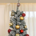HOMCOM 7.5' Snow-Flocked Pencil Artificial Christmas Tree with Remote - Green-Flame retardant branches enhance safety 