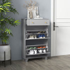 HOMCOM Narrow Shoe Cabinet with 2 Flip Drawers for Storage - Grey-Adjustable or removable shelves offer flexible storage options