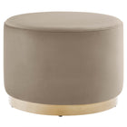 Modway Tilden Large 23" Round Performance Velvet Upholstered Ottoman - Taupe/Natural-Performance Velvet Upholstery