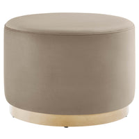 Modway Tilden Large 23" Round Performance Velvet Upholstered Ottoman - Taupe/Natural-Performance Velvet Upholstery