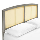 Modway Sierra Cane and Wood Full Platform Bed with Splayed Legs - Grey-Rubberwood Legs