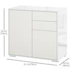 HOMCOM 31.1" L High Gloss Buffet Sideboard with 2 Drawers - White-Adjustable shelves in the two cabinets for customized storage space
