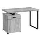 Monarch Specialties 7763 48" Computer Desk - Grey Left Or Right Facing-Computer desk with 1 drawer, 1 large storage compartment, and a thick-panel floating desktop in a modern grey laminate