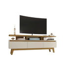 Manhattan Comfort Yonkers 70.86" Mid-Century Modern TV Stand - Off White and Cinnamon-Home Assembly Required. All Hardware Included