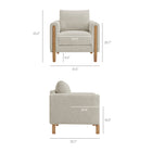 Modway Hawken Boucle Fabric Accent Armchair - Parchment Beech-Brushed Boucle Fabric Upholstery