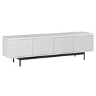Hudson&Canal Whitman TV Stand for TV's up to 75" - White-Features four doors with open-concept storage cabinets