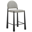 Modway Hayley Upholstered Fabric Counter Stools 2-Piece Set - Black/Camel-Tapered Metal Legs with Foot Rest