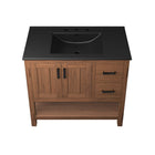 Modway Ashlyn 36" Wood Bathroom Vanity - Walnut/Black-Assembly Required