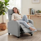 HOMCOM Push Back Recliner with Padded Seat for Home Theater - Light Grey-Generously padded armrests and backrests provide exceptional comfort