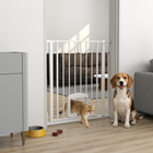 PawHut 29.5-33.5" Adjustable Dog Gate with Cat Door - White-Allows easy single-hand operation and a convenient two-way swing
