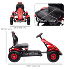 Aosom Kids Pedal Go Kart with Adjustable Seat and Rubber Wheels - Red-Overall Dimension: 47.6" L x 22.8" W x 24" H (121 x 58 x 61 cm) 