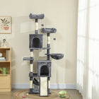 PawHut 70" Multi-Level Cat Tree Tower with 2 Condos - Dark Grey-Sisal-wrapped posts satisfy scratching needs, effectively protecting your valuable furniture 