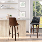 HOMCOM Bar Height PU Leather Swivel Bar Stools - Black - 2 Pack-360-degree swivel design for chatting with others or leaving the seat comfortably
