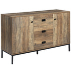 HOMCOM Industrial 47.25" L Kitchen Sideboard - Rustic Brown-Large storage space with 2 door cabinets with 3 drawers for holding daily accessories and utensils