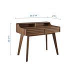 Modway Render 39.5" Writing Desk - Walnut-Perfect For Apartment Or Dorm