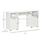 HOMCOM 57.1" Computer Desk with Drawers - White-The lock on the top drawer for item safety 