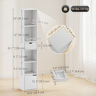 HOMCOM 6-Tier Tall Narrow Bookcase with Drawer and Door - White-Narrow design fits tight corners, maximising your small living space 