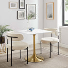 Modway Lippa 28" Square Wood Dining Table - Gold White-Lacquered MDF Tabletop