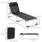 Outsunny Folding Lounge Chair with Headrest and Adjustable Backrest - Black-Soft padding ensures a comfortable sitting experience