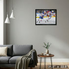 McDavid C. & Draisaitl L. Oilers Action - Framed Canvas - 31" x 22"-Ready to hang - arrives fully assembled