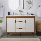 Modway Energize 48" Double Sink Bathroom Vanity - Cherry/White-Metal Hairpin Legs