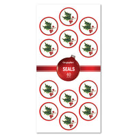 Geographics Holly & Ivy Seals - 1.25" - 40 Pack-Christmas Seals for arts & crafts, correspondence, cards and more