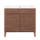 Modway Render 36" Bathroom Vanity - Walnut/White-Mid-Century Modern Vanity