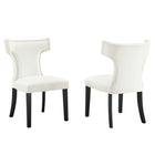 Modway Curve Performance Velvet Dining Chairs - White - 2 Pack-Solid Wood Frame