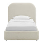 Modway Keynote Upholstered Fabric Curved Twin Platform Bed - Heathered Weave Ivory-Assembly Required