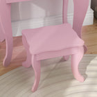 Qaba Kids Vanity Table & Stool Girls Dressing Set - Pink-Material: MDF, Acrylic
