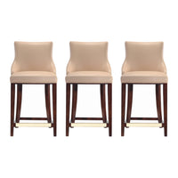 Manhattan Comfort Shubert 22.64" Modern Leatherette Upholstered Counter Stool - Tan - 3 Pack-Modern Counter Stool with Backseat Perfect for Counter and Kitchen Use. Set of 3