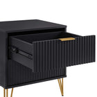 Manhattan Comfort DUMBO 20.07" Modern 2-Drawer Nightstand - Black-Stylish Splayed Gold Metal Legs Adding Seamless Fashion Design and Durability