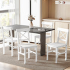 HOMCOM Farmhouse Wood Dining Chairs with Cross Back - White - Set of 4-Special cross back to help provide support