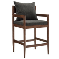 Modway Remington Wood Counter Stool - Charcoal-Solid Elm Wood Frame