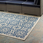 Modway Ariana Vintage Floral Trellis Indoor/Outdoor Area Rug - 5 ft W x 8 ft L - Blue/Beige-Gripping Rubber Underside 