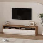 Manhattan Comfort Duncan 70" Modern TV Stand - Maple and Off White-Includes 2 Full Extension Drawers for Hidden Storage and 2 Open Shelves