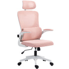 Vinsetto Mesh Office Chair with Adjustable Headrest and Lumbar Support - Pink-Lumbar support relieves your low back pressure